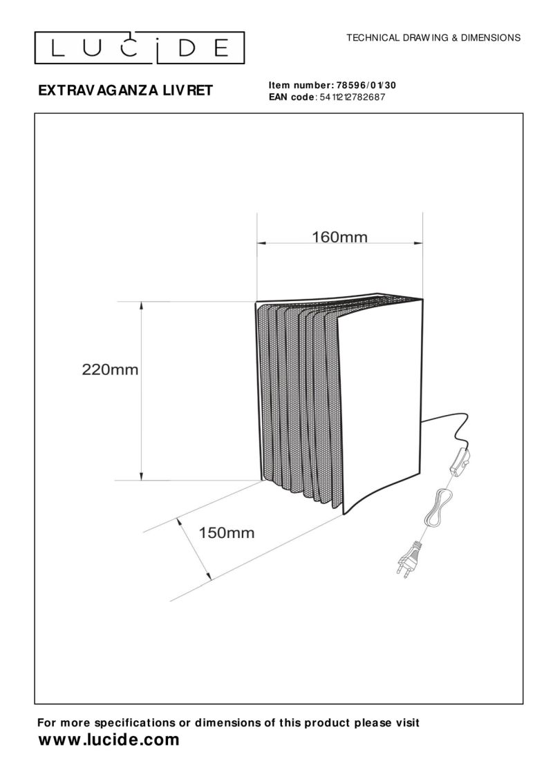 Lucide EXTRAVAGANZA LIVRET - Stolná lampa - 1xE14 - Čierna